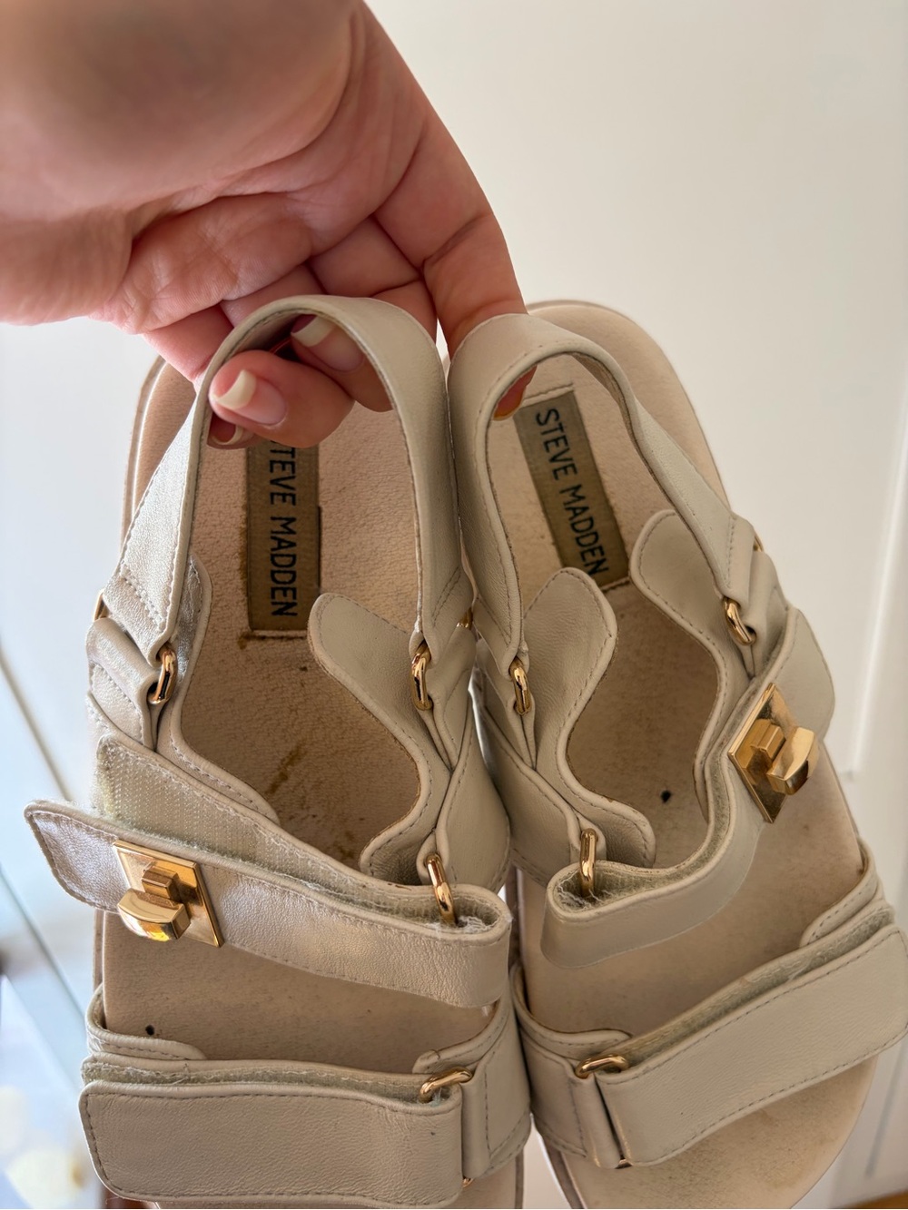 Steve Madden Mona Leather Upper White Sandal Size 7M - Picture 6 of 9
